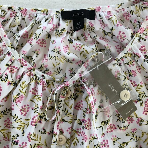J Crew Reimagined Pink Floral Cottagecore Peasant Top Blouse XS NEW - Picture 5 of 9